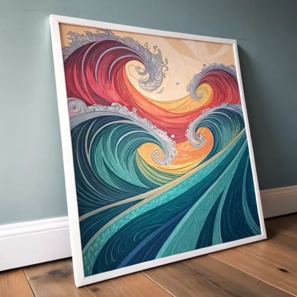 Abstract Ocean Waves Print by Liam Nguyen